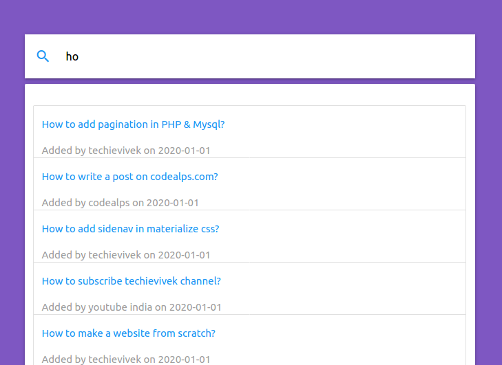 GitHub codealps/livesearchajaxphpmysql Implementation of live